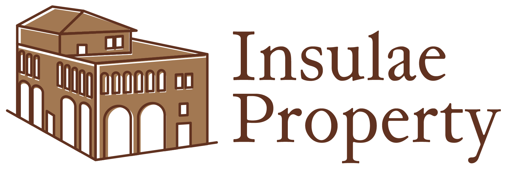 Insulae Property logo, an Ancient Roman insulae building next to the company name.